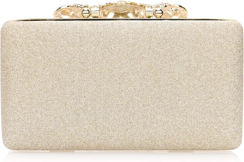 Vista 3 de Dexmay - Bolso de mano con diamantes de imitación con cierre de corona de cristal, bolso de noche formal para mujer
