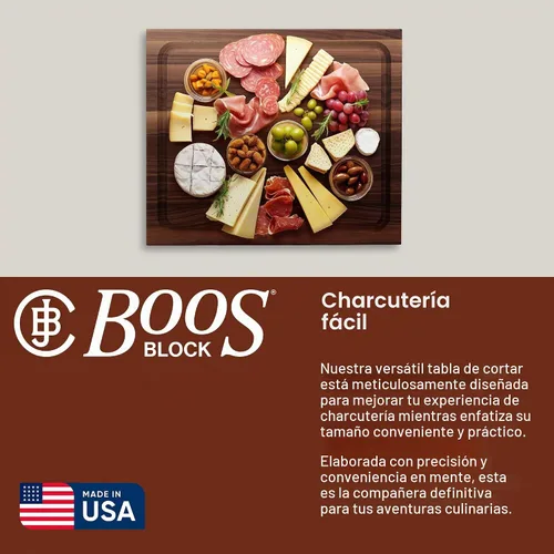 Vista 4 de John Boos BBQ Series Tabla de cortar rectangular de madera de nogal de 17 x 21 pulgadas - 1.5 pulgadas de grosor, bloque de carnicero reversible