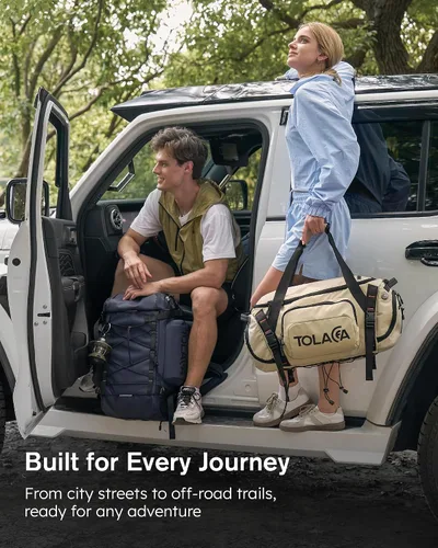 Vista 9 de Tolaccea Bolsa de gimnasio para hombres y mujeres, mochila de 40 litros para viajes y deportes con compartimento para zapatos, bolsillo húmedo