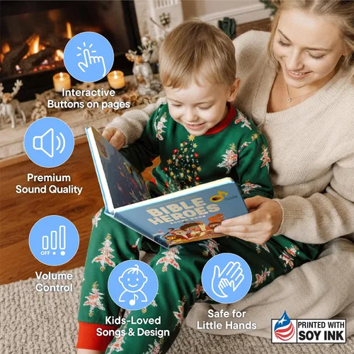 Vista 5 de Bible Heroes Libros cristianos con sonido para niños, 6 canciones de la Biblia para niños pequeños, regalos cristianos para niños, Biblia para bebés
