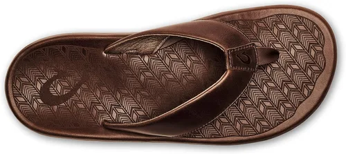 Vista 2 de OLUKAI 'Ilikai Sandalias de cuero para hombre, sandalias de cuero de grano completo, plantilla anatómica y amortiguación, ajuste cómodo y goma