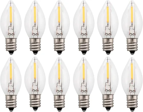 Vista 6 de Creative Hobbies Bombillas LED de noche, 4 W, 5 W, 6 W, 7 W, equivalente incandescente, base de candelabro C7, cuerdas de luz de Navidad