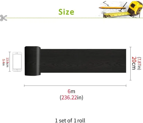 Vista 2 de Funlife - Tiras largas de adhesivos de imitación de madera negra para escalones de escalera, adhesivos de escalera de vinilo autoadhesivos