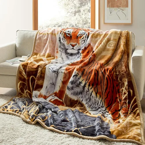 Vista 19 de Nestl Manta de Forro Polar de Terciopelo de 9 Libras Tamaño Queen - 2 Capas Pesada y Cálida Estilo Coreano - Raschel Impresa Reversible - Resistente