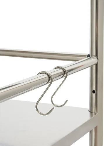 Vista 8 de Estantes de almacenamiento ajustables de 4 niveles con ruedas, 31.5 x 15.7 x 47.2 pulgadas, estante organizador plegable de metal de acero