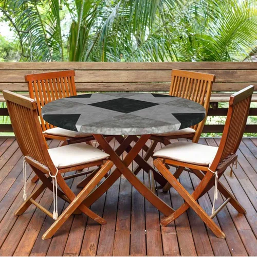 Vista 8 de Mantel redondo de mármol con bordes elásticos, patrón de fondo de mármol, diseño de cultura marmoleada, impermeable y lavable, color beige negro, se