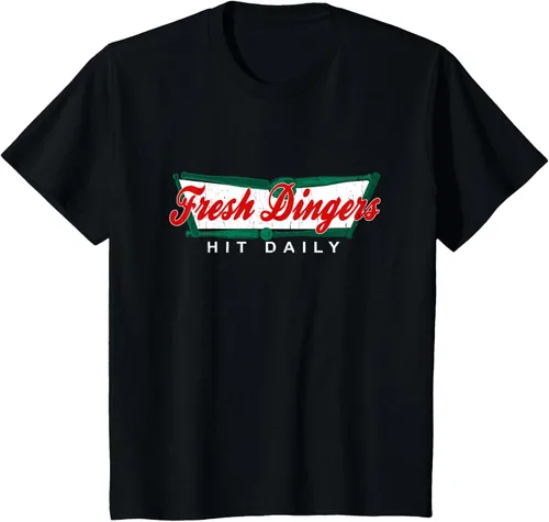 Vista 78 de Camiseta divertida de béisbol y softbol Don't Bunt Hit Fresh Dingers, Negro