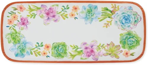 Vista 4 de UP ware Blue Rooster - Bandeja de melamina para servir, bandeja rectangular de 15 x 6.5 pulgadas, bandeja de alimentos sin BPA para entretenimiento