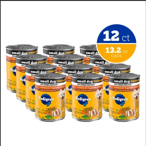 Vista 2 de Pedigree - Alimento húmedo para perros pequeños, pollo, 13.2 onzas, 12 unidades More protein than adult recipes, supports healthy skin & coat