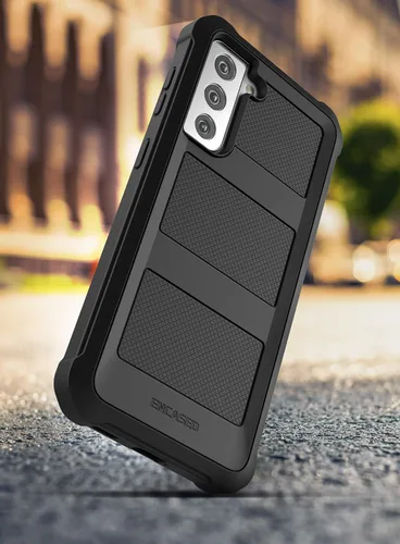 Vista 6 de ENCASED Falcon-Series - Funda para Samsung Galaxy S21, funda protectora resistente de cuerpo completo (negro mate)