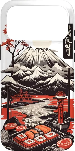Vista 22 de Aesthetic Sushi Design Vintage Colour Woodcut Ukiyo-E Style Case for iPhone 16