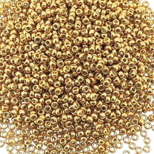Vista 3 de Miyuki Cuentas redondas de semillas de Rocaille Tamaño 15/0 0.29 oz Duracoat Oro Galvanizado