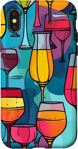 Vista 5 de Estuche de arte abstracto vibrante para copas de vino para iPhone 16