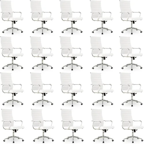 Vista 50 de Okeysen Office Desk Chair, Ergonomic Leather Modern Conference Room Chairs, Executive Ribbed Height Adjustable Swivel Rolling Chair for Home Office
