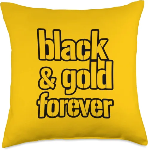 Vista 4 de Black and Gold Burgh Merch by Old Tortuga Black & Gold Forever Throw Pillow, 16x16, Multicolor