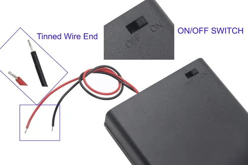 Vista 3 de Paquete de 3 4 pilas AA de 6 V con interruptor, 4 soportes de batería AA de 1.5 V con cables e interruptor