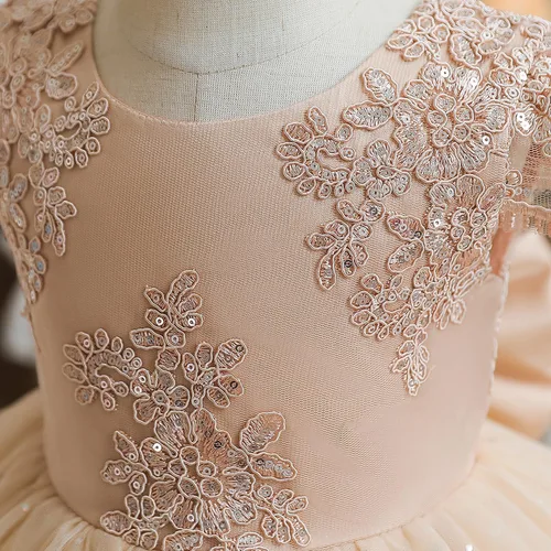 Vista 4 de TTYAOVO Vestido de flores para bebé, cumpleaños, princesa, fiesta, trajes de encaje