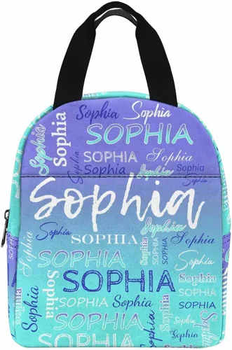 Vista 32 de InterestPrint Bolsa de almuerzo con nombre personalizado para hombres y mujeres, color rosa, blanco y negro, con lunares personalizados, enfriador