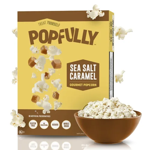 Vista 32 de POPFULLY Palomitas 94% libres de grasa totalmente explotadas, bolsas para compartir, sabor a mantequilla ligera, gran explosión, bolsas