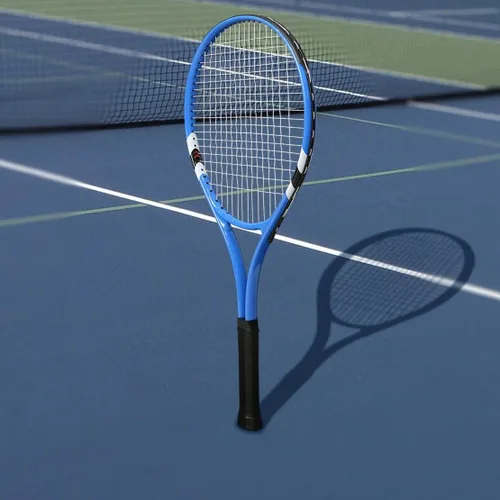 Vista 7 de Raquetas de tenis para 2 jugadores recreativas para principiantes, juego de raquetas adultas ligeras preencordadas de 27 pulgadas para mujeres