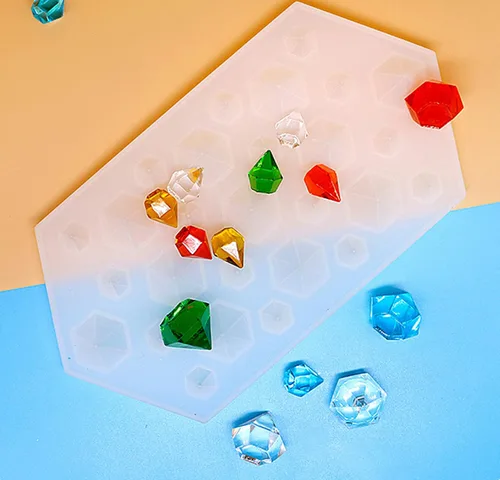 Vista 4 de 2 moldes de silicona con gemas de diamante 3D, molde de silicona transparente para hacer proyectos de manualidades de resina epoxi Silicona