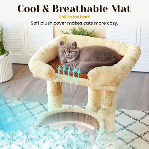 Vista 3 de Fansafurn Árbol de varios niveles para gatos de interior, torre moderna para gatos con camas dobles y postes rascadores, árbol para gatos grandes