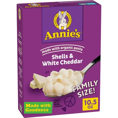 Vista 10 de Conchas de Annie's y Cheddar Añejo Real, hecho con pasta orgánica y queso real, 6 onzas