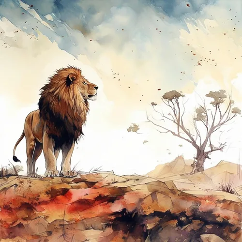 Vista 8 de SKMN Kit de pintura por números para niños sobre lienzo, león animal de acuarela, paisaje abstracto de bosque de montaña, pintura por números