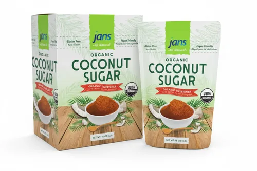 Vista 8 de Jans Azúcar de coco orgánico, 16 onzas, azúcar de palma de coco natural, azúcar de coco moreno, sin refinar, sin OMG, azúcar sin gluten, alternativa