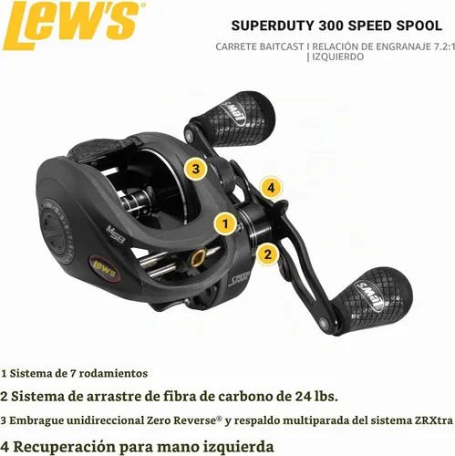 Vista 2 de Carrete Baitcast Lew's SuperDuty 300 Speed Spool