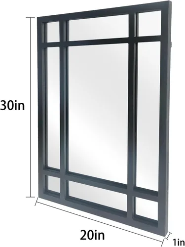 Vista 3 de HQiJun Espejo rectangular negro, espejo de pared decorativo de granja para entrada, sala de estar, dormitorio, pasillo, chimenea, decoración