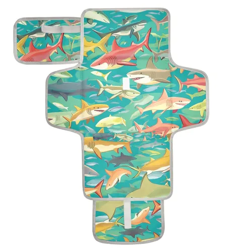 Vista 20 de Cambiador de pañales portátil, cambiador de pañales de viaje, impermeable, plegable, ligero, cambiador de bebé con almohada incorporada, perezosos