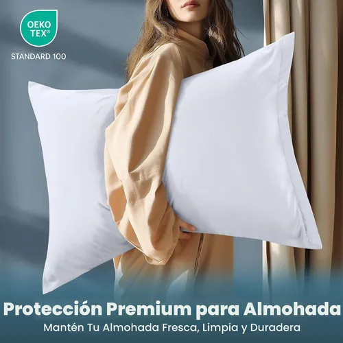 Vista 7 de Utopia Bedding - Juego de 2 protectores de almohada tamaño Queen, con cierre de cremallera, tela de microfibra cepillada suave, protectores de Blanco