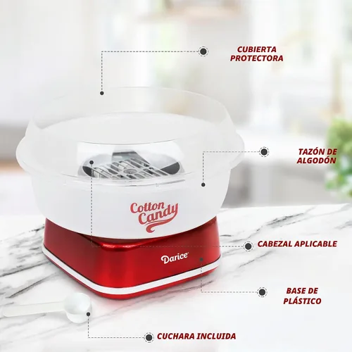 Vista 6 de Darice Máquina de algodón de azúcar – Retro Cotton Candy Maker – Máquina para hacer dulces caseros – Ideal para cumpleaños, fiestas, reuniones