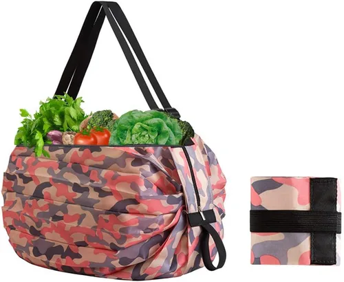 Vista 11 de Bolsas de comestibles reutilizables, bolsas de compras plegables, bolsa de gran capacidad para almacenamiento, impermeable, duradera, ecológica