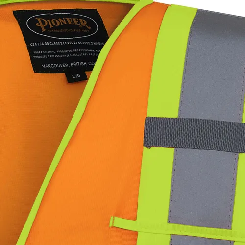 Vista 9 de Pioneer Chaleco de seguridad con mangas Hi Vis para hombres y mujeres, tricot transpirable, cinta reflectante, bolsillos, clase 3, color naranja
