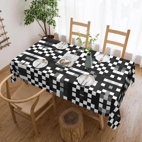 Vista 12 de Mantel rectangular de encaje de poliéster con diseño patriótico de camión del 4 de julio, 54 x 72 pulgadas, resistente a las arrugas, lavable