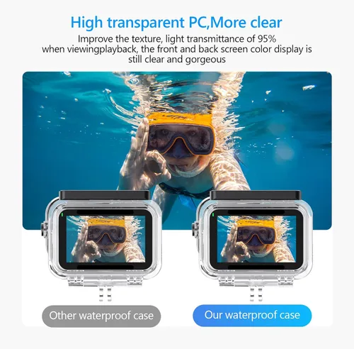Vista 4 de Funda impermeable para DJI Aciton 6, carcasa de buceo subacuático, compatible con 147.6 ft/148 pies de profundidad buceo buceo, cubierta protectora