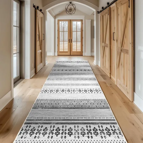 Vista 17 de BESTSWEETIE Alfombras de área de 2 x 3 pies para sala de estar, lavables, marroquíes, rústicas, geométricas neutrales, de pelo bajo