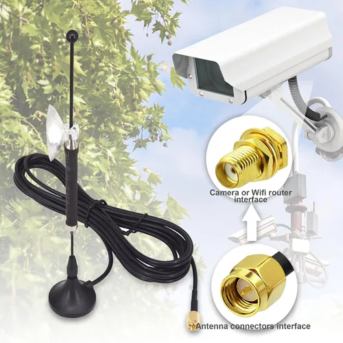 Vista 7 de Antena celular 4G LTE 10dBi SMA macho 698-960MHz 1700-2700MHz con base magnética Antena al aire libre RG174 3M para router inalámbrico WiFi