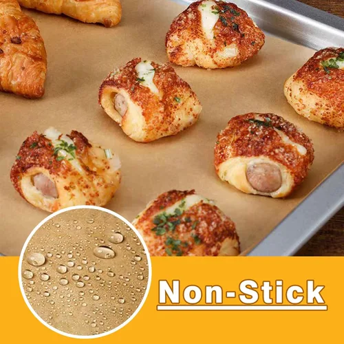 Vista 3 de 100 piezas de papel pergamino freidora de aire para freidora de aire Gourmia Tostadora Horno Non-Stick Heat Resistant Unbleached Parchment Sheets