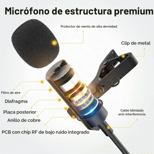Vista 3 de MAONO Micrófono USB Lavalier, 192KHZ/24BIT Enchufa y usa Omnidireccional Micrófono de solapa Clip de collar de camisa para PC, computadora, Mac