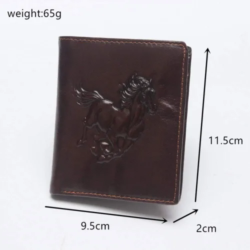 Vista 28 de Hombres Cool Eagle Wolf Caballo Totem Cuero Vaca Vertical Cartera Cremallera Multi-tarjeta Titular, Tótem de caballo, Minimalista