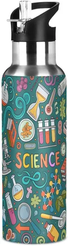 Vista 33 de ALAZA Botella de agua con diseño de bandera estadounidense con diseño de camuflaje grunge con tapa de pajilla, botella térmica de acero inoxidable