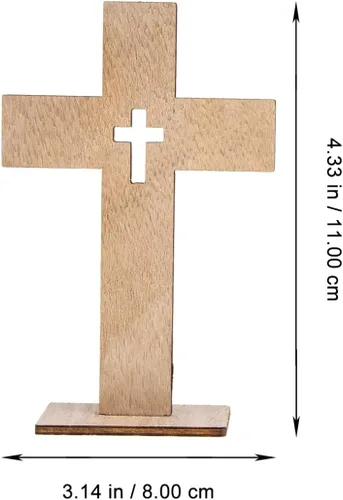 Vista 4 de 20 piezas de decoración de cruz de madera artesanías en forma de cruz adornos de mesa decoración letrero