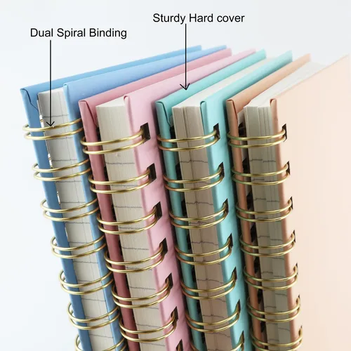 Vista 5 de Paquete de 4 cuadernos en espiral de tapa dura de 5.7 x 8.5 pulgadas, 80 hojas/160 páginas, cuaderno rayado universitario, papel grueso de 100 GSM