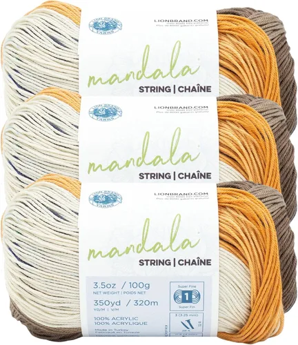 Vista 17 de Lion Brand Yarn Hilo Mandala String, Hilo Fingering para Tejer y Crochet, Acoustic, 1 Paquete