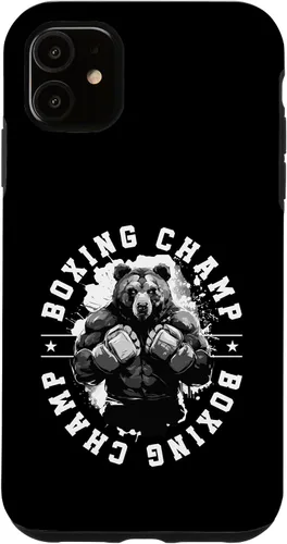 Vista 5 de iPhone 14 Boxing Champ Bear Animal Gym Estuche con cita de boxeador de luchadores