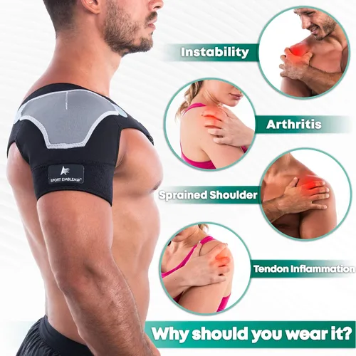 Vista 5 de Manguito rotador para aliviar el dolor y apoyo, inmovilizador ajustable para manguito rotador desgarrado, lesiones de hombro, recuperación
