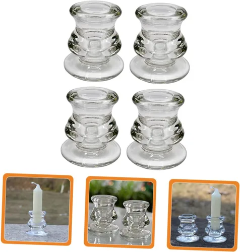 Vista 9 de Housoutil Juego de portavelas de cristal con base ponderada para decoración y eventos